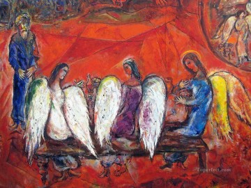 Abraham y tres ángeles detallan a MC Jewish Pinturas al óleo